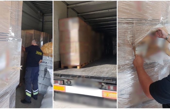 Peste 4 milioane de țigarete nemarcate, în valoare de 3.700.000 de lei, găsite într-un camion al unei firme din Arad