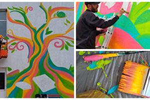 Pictură murală în Școala Gimnazială nr. 6, în cadrul proiectului Hub mARTA - Aradul Colorat