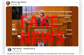 fake news deputata AUR, Monica Iagăr - scorul de risc