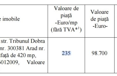 valoare licitație publică teren tribunul dobra boul roșu fost adăpost
