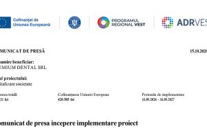 Comunicat de presa incepere implementare proiect PREMIUM DENTAL