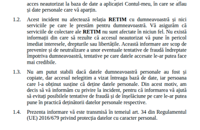 notificare atac cibernetic RETIM